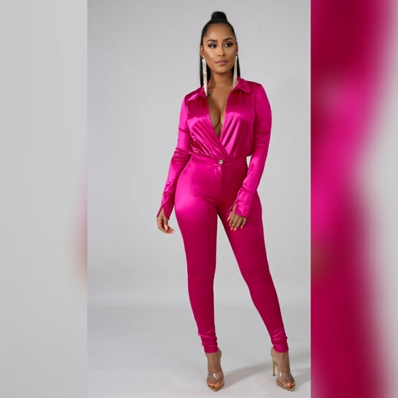 satin 2 piece outfit